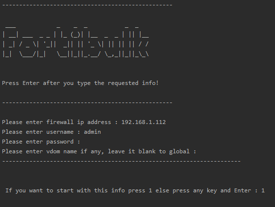 Fortibulk – Fortinet, bulk configuration automation script